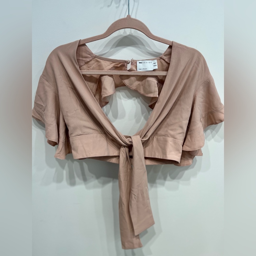 ASOS Light Pink Front Tie Up Top